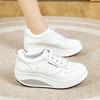 Women's Height Increase White Leather Wedge Sneakers Casual Thick Sole Loafers Girls Minimalist Maternity Shoes