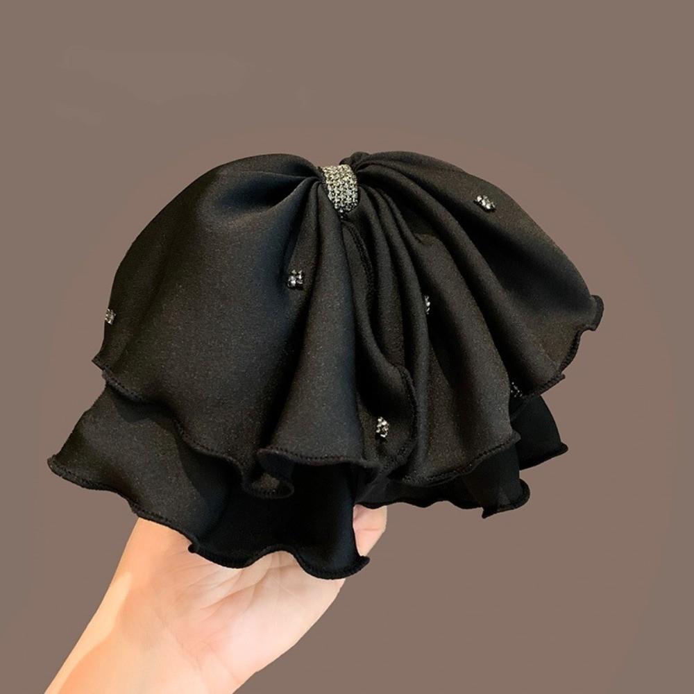 Beads Black Bow Shark Clip Elegant Women Sequin Hairgrips Fashion Shiny Rhinestone Hair Claw Gifts