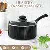 Nonstick Saucepan with Glass Lid 1/2/3QT Small Sacuce Pan Soup Milk Pot Non-Toxic Ceramic Saucepans Easy Clean Cookware Black