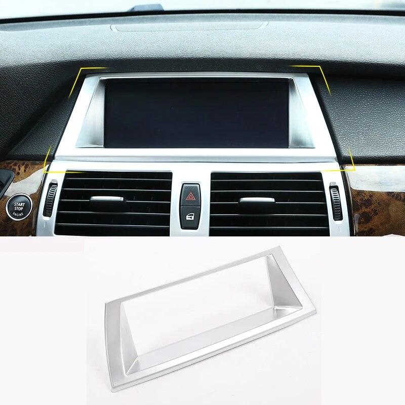 Панель приборной панели автомобиля, навигационный экран, рамка, крышка, украшение из АБС-пластика для BMW X5 E70 X6 E71 2008-13, аксессуары для тюнинга салона автомобиля