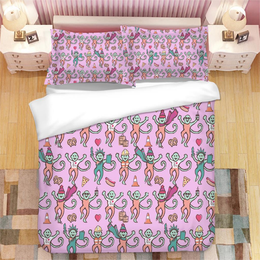 Розовый кролик-ролик 3D-печатный комплект постельного белья Пододеяльники Наволочки Одеяло Комплект постельного белья Постельное белье