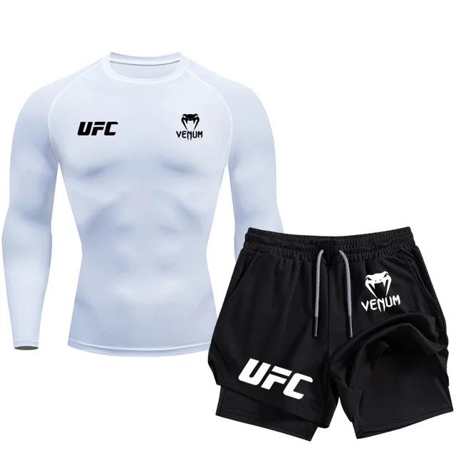 Двухслойный спортивный тренировочный комплект UFC с длинным рукавом для бега на улице