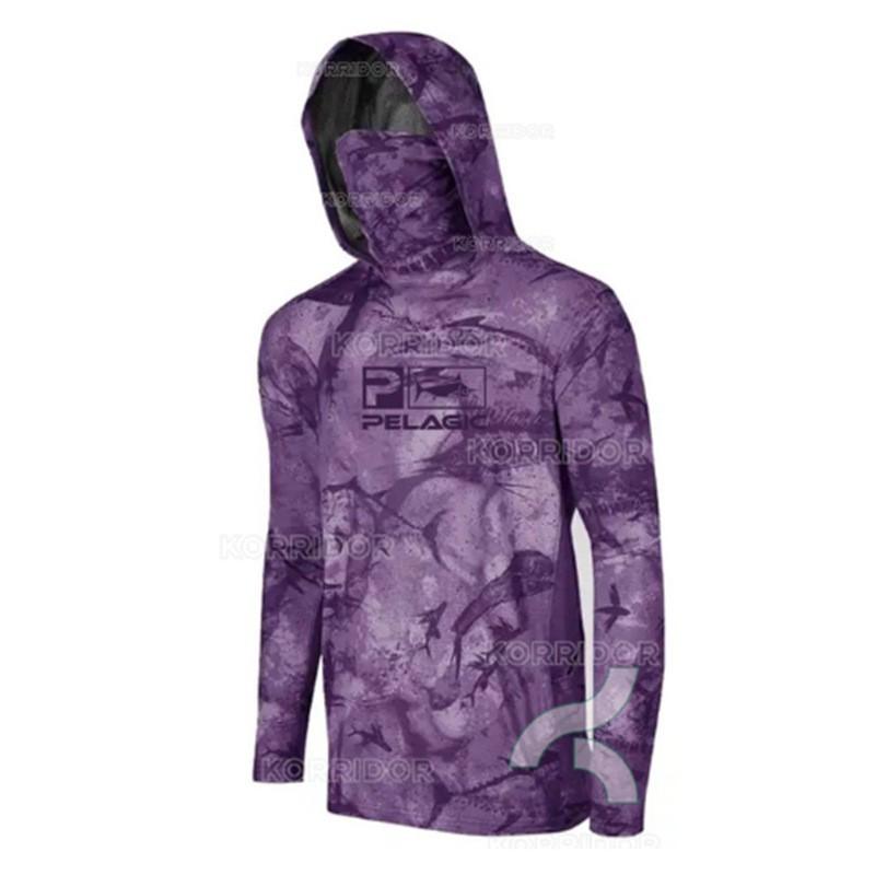 Mens Quick-Dry UV Protection Fishing Hoodie With Face Cover Breathable Long Sleeve Outdoor Apparel Fall
