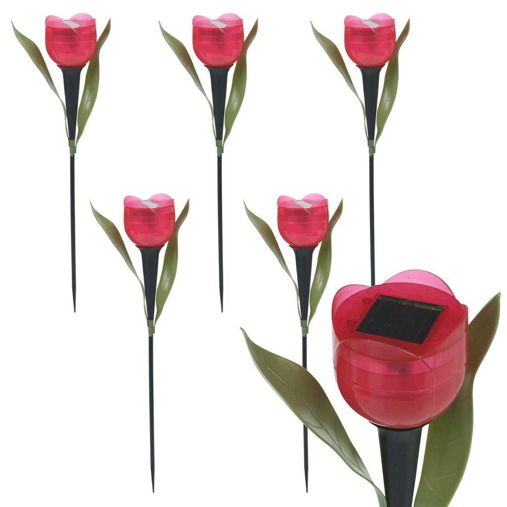 6XGarden Tulip Flower Shape LED Solar Powered Lights Outdoor Yard Standing Decor