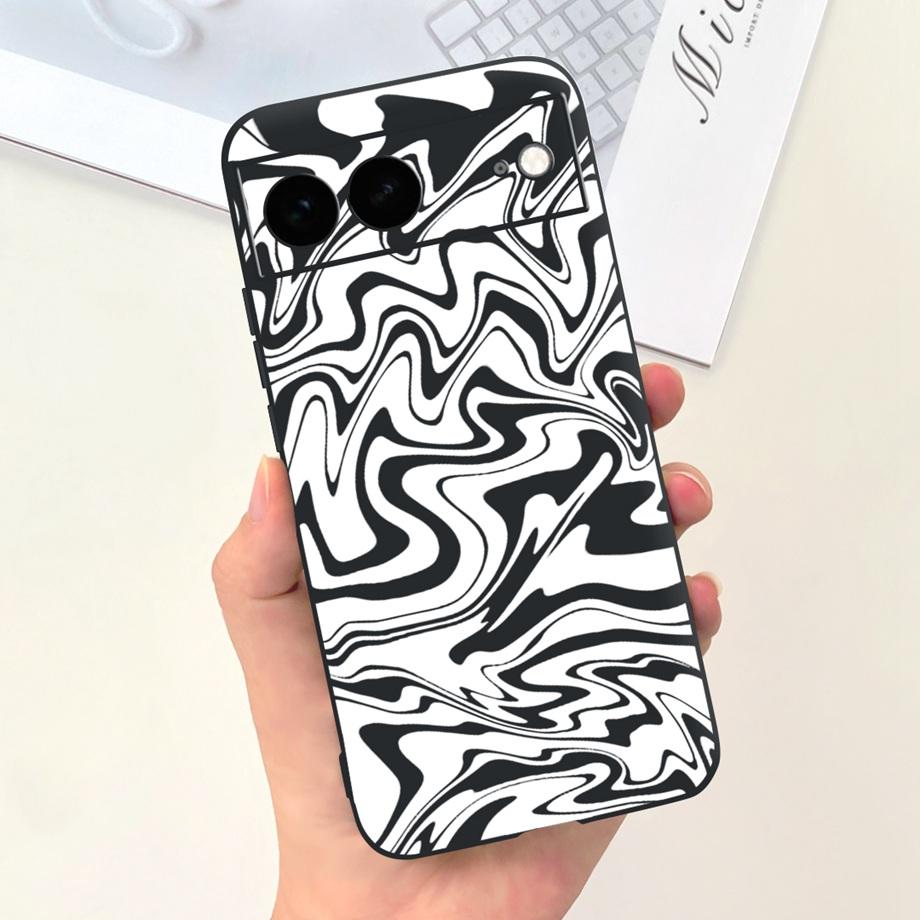 For Google Pixel 7 Pro Case Soft SIlicone Phone Case For Pixel7 Google 7Pro Bumper Cute Fashion Cartoon Cover Cat Moon Night Bag