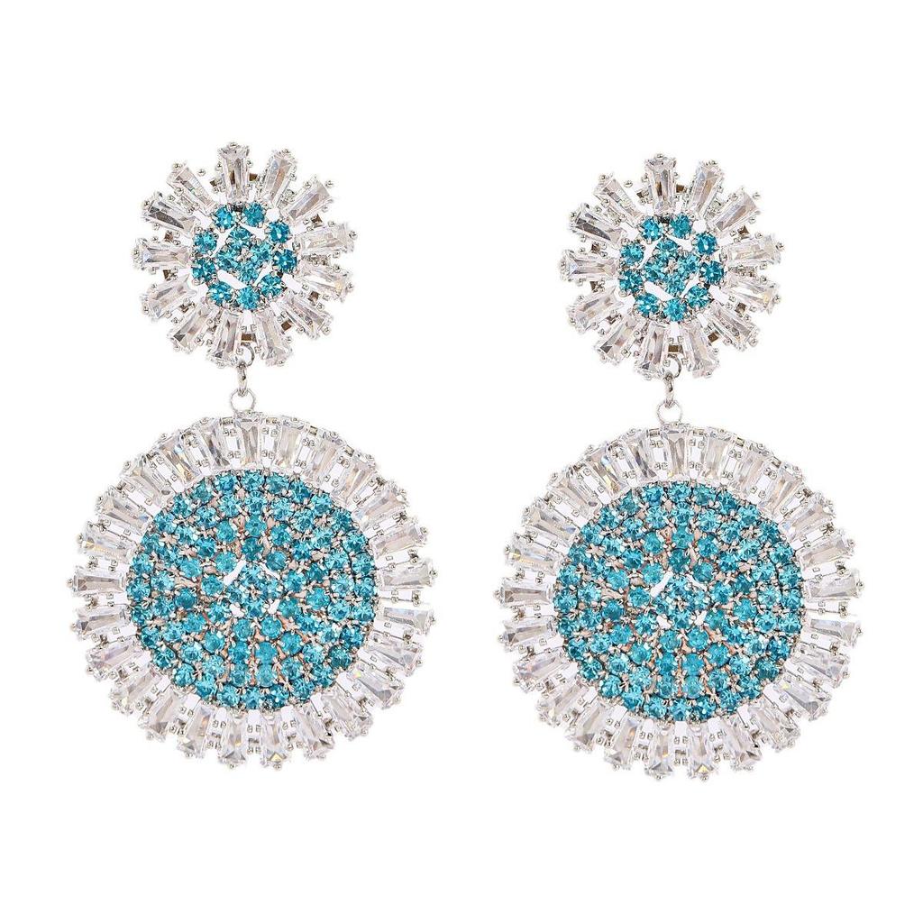 925 Silver Exaggerated Sunflower Dangle Earrings: Colorful, Super Sparkly Statement Jewelry