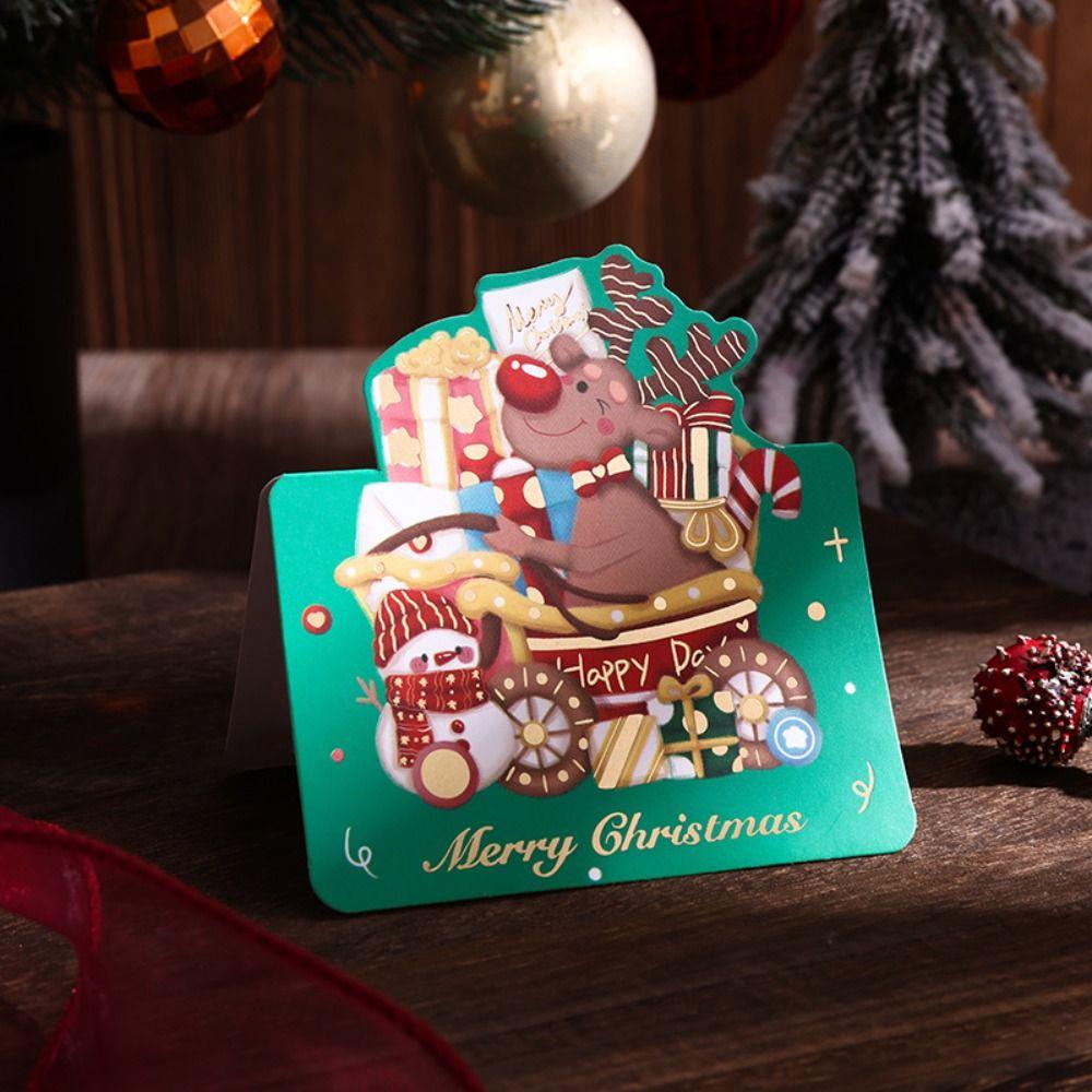 Поздравительные открытки с венком из золотой фольги, праздничные семейные открытки с Сантой, новые открытки «Счастливого Рождества» на зиму