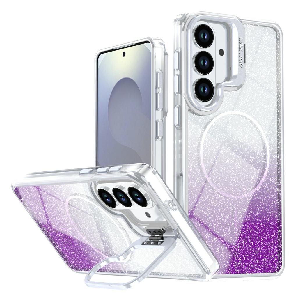 Magnetic Case For Samsung Galaxy S25 / S24 Gradient Glitter Shockproof TPU PC Phone Cover