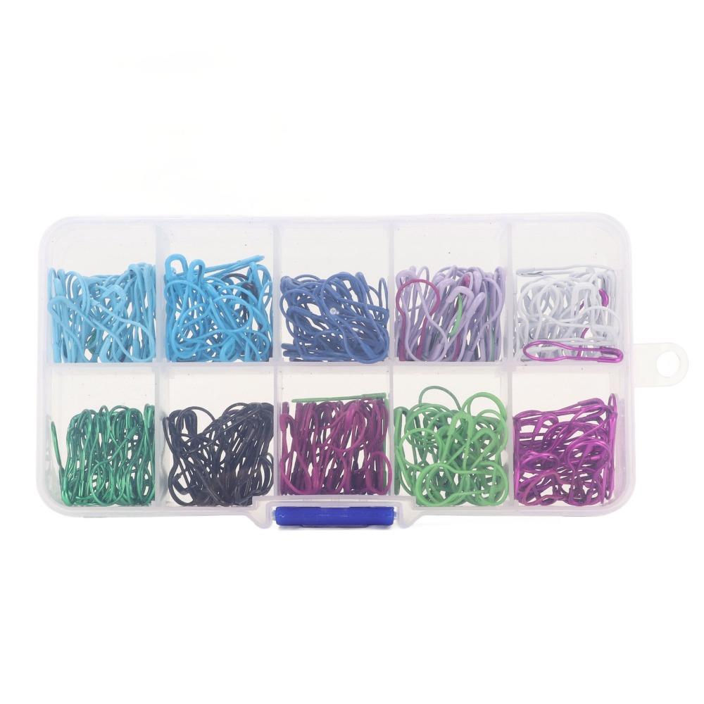 600pcs Plastic Storage Box Crochet Stitch Markers Colored Iron Metal Knitting Pins For Knitting
