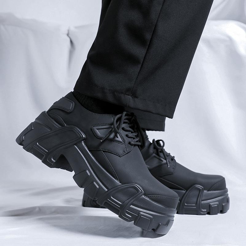 Модные мужские туфли с круглым носком, минималистичный модный и универсальный стиль, высококачественные мужские туфли на толстой подошве для вечеринок на открытом воздухе и повседневных прогулок