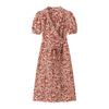 Kaslead New Women clothes Western Style Fashion Simple Wrap Lace-up Niche Short sleeve Dress