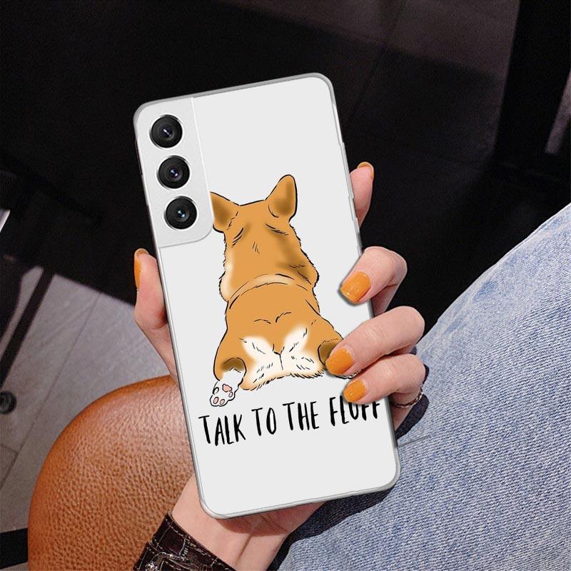 Cartoon Corgi Cute Dog Phone Case For Samsung Galaxy S24 S25 Edge S26 Ultra S23 S22 S21 Plus S20 FE + Personalized Print Cover G