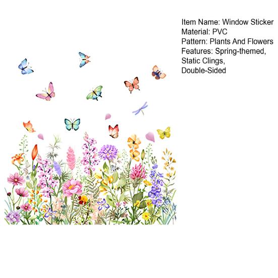 Красочные цветочные наклейки на окна, двухсторонние статичные наклейки на окна, цветочные узоры, весенние наклейки на окна для декора дома, спальни, офиса