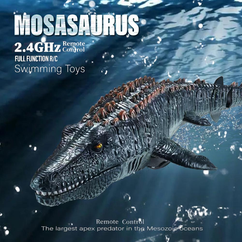 New Children's Remote Control Dinosaur Mosasaur Diving Toy Rc Boat with Light Spray Suitable for Swimming Pool Lake Bathroom Bathing Toy Gift