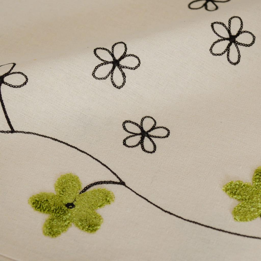 YURLISA Летняя и Зимняя Стильная Занавеска с Цветочной Вышивкой Ширина 68см x Длина Весенняя, Льняного Стиля (Зеленая вышивка, 150см)