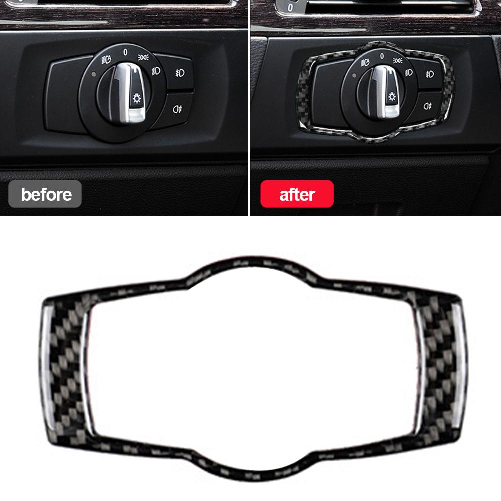 Car Interior Accessories Headlight Switch Frame Cover Trim Carbon Fiber Sticker for BMW E90 E92 E93 320i 325i 2005-2012
