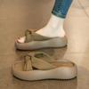 Casual Platform Slippers for Women Shoe Summer Broadband Weaving Thick Soled Comfortable Beach Sandal Slides