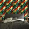 Bottle green, sea green and red ink wallpaper 50x1000