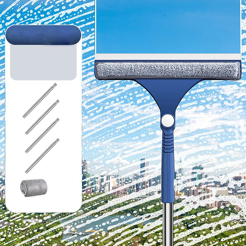 2 In 1 Window Mesh Screen Brush Window Cleaner Magic Broom Wiper Telescopic Long Handle Window Mop Squeegee Wiper Cleaning Tool