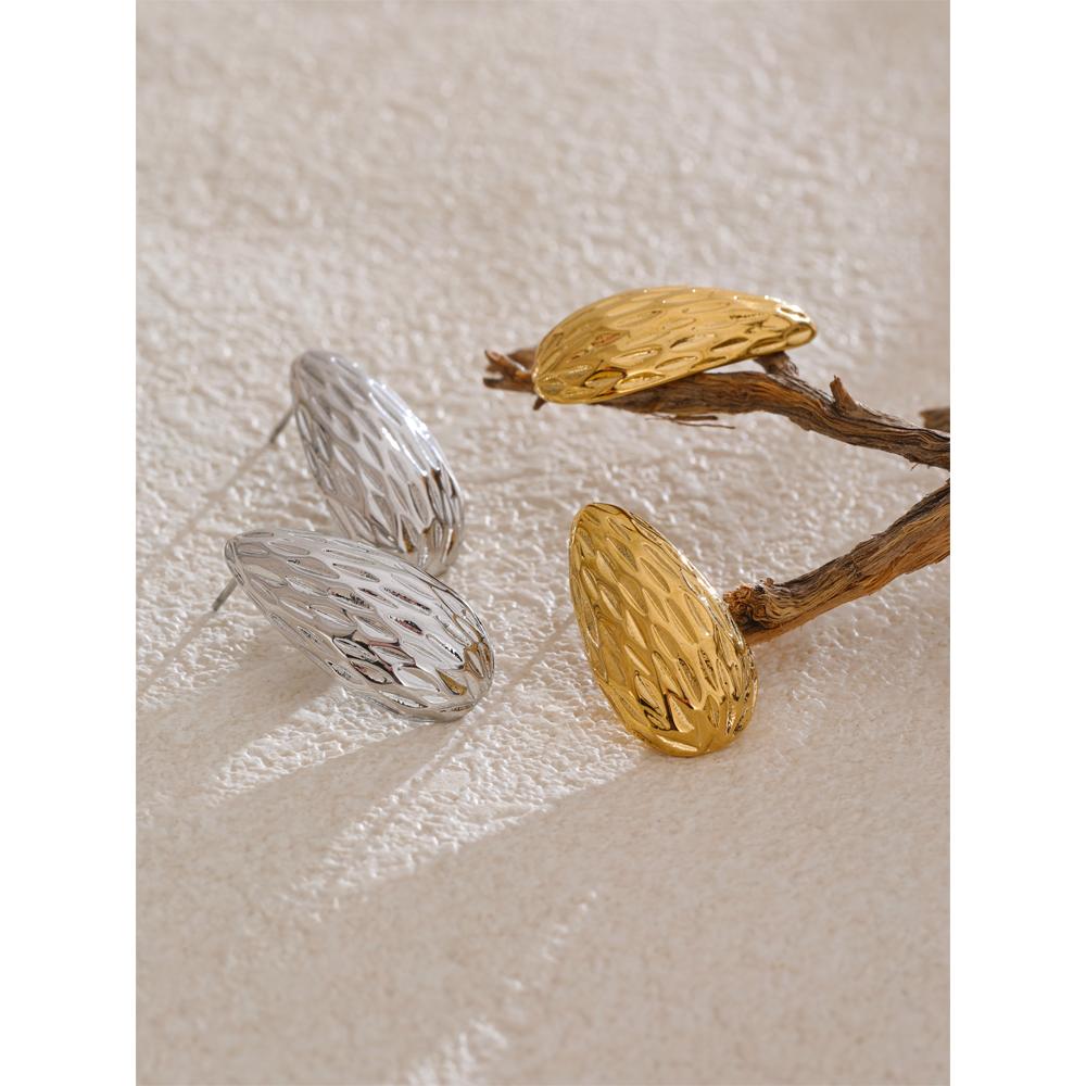 Eetit Stainless Steel Vintage Striped Geometric Stud Earrings for Women Minimalist Daily Wear Statement Jewelry Wholesale