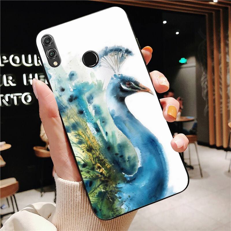YNDFCNB Animal dog cat fox peacock watercolor painting Phone Case For Huawei Honor 8X 8A 9 10 20 Lite 30Pro 7C 7A 10i 20i
