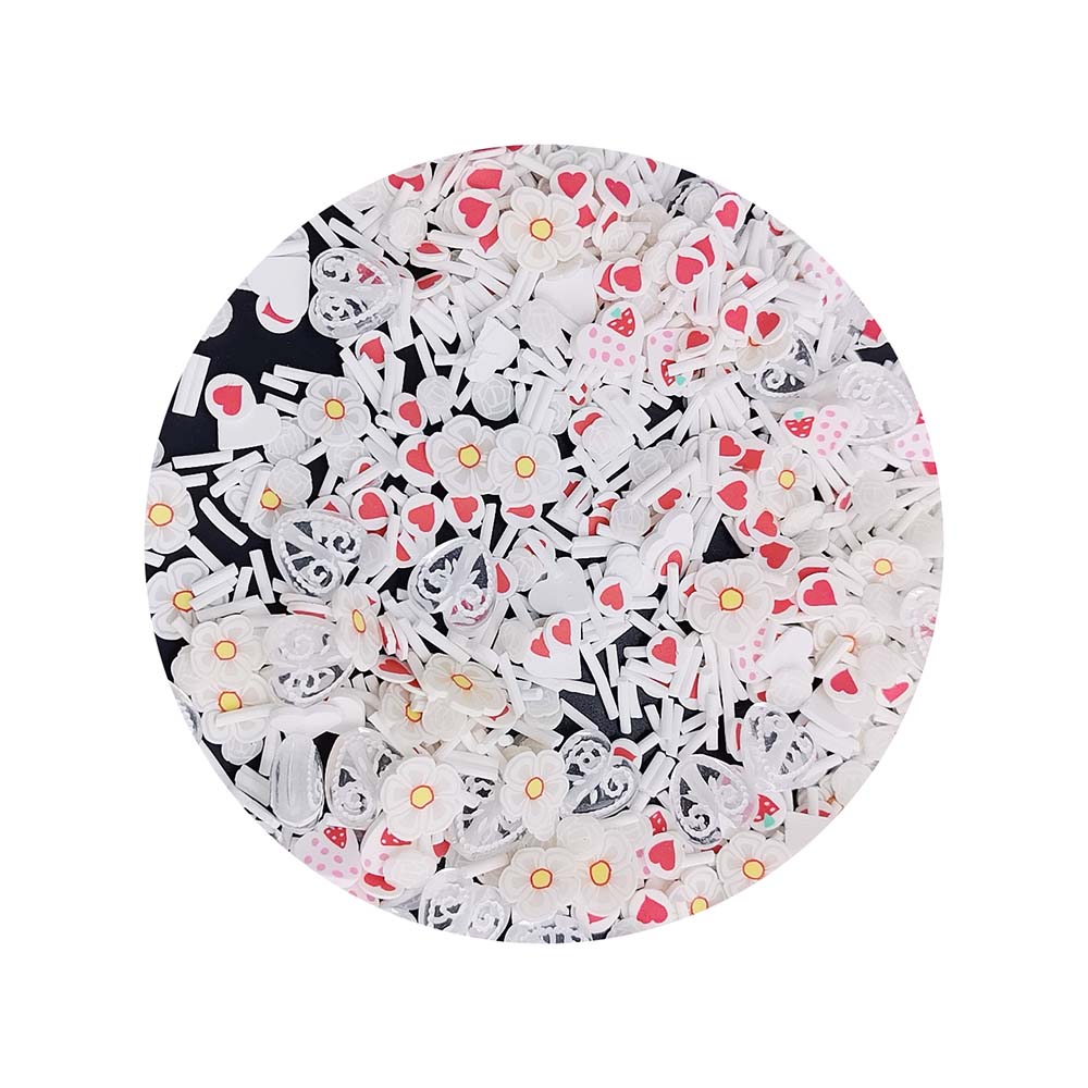 1kg White Heart Mixed Flowers Scrapbooking DIY Soft Clay Pieces Fun for Kids and Adult Crafting