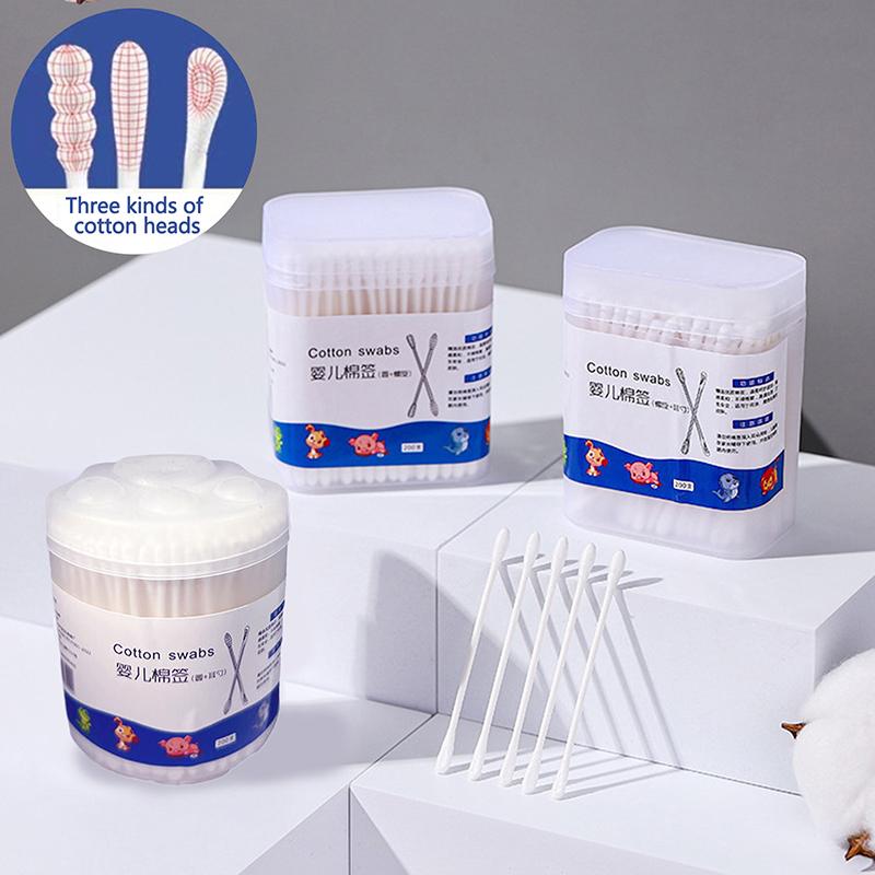 200 шт. двойные одноразовые ватные палочки для макияжа, носа, ушей, чистящие безворсовые ватные палочки для ухода за ушами, тампоны для ухода за детьми