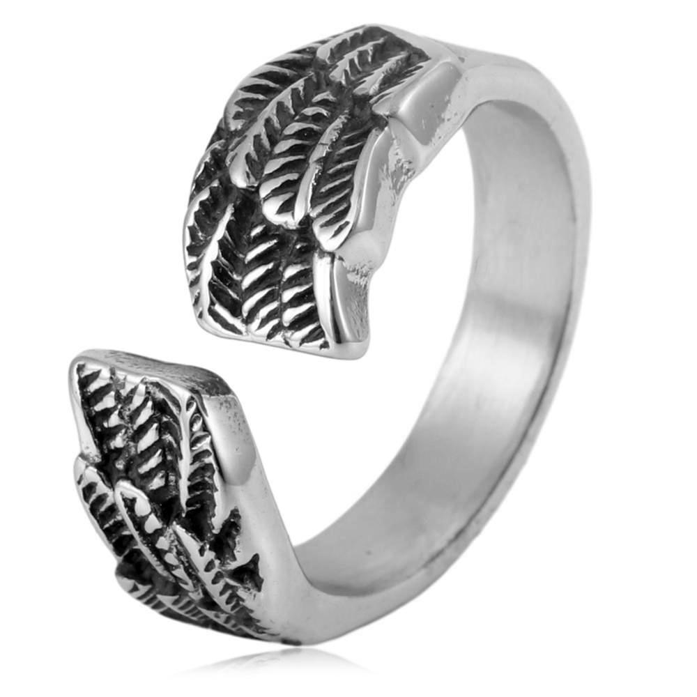 European and American Jewelry Feather Ring Retro Trendy Man Animal Angel Wing Ring 2026