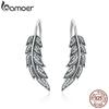 BAMOER Модные длинные серьги-капли из стерлингового серебра 925 пробы с винтажными перьями и крыльями