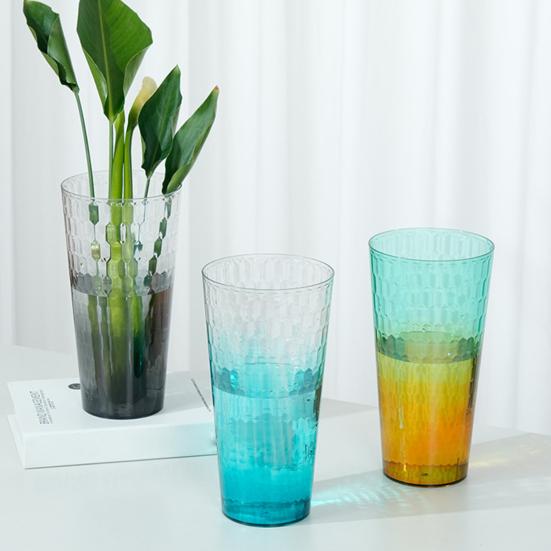 Clear Flower Vase for Centerpiece Thickened Plastic Modern Vase Gradient Color