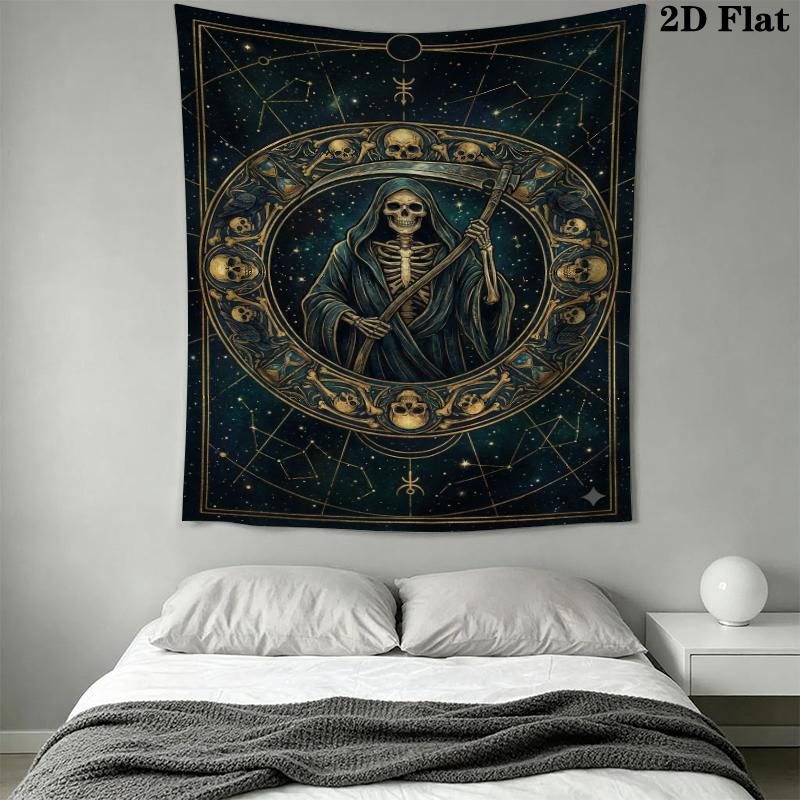 Death Wall Tapestry Aesthetic Wall Hanging Printed Fabric Blanket Decorative Tapestries for Bedroom Living Room Home Decor