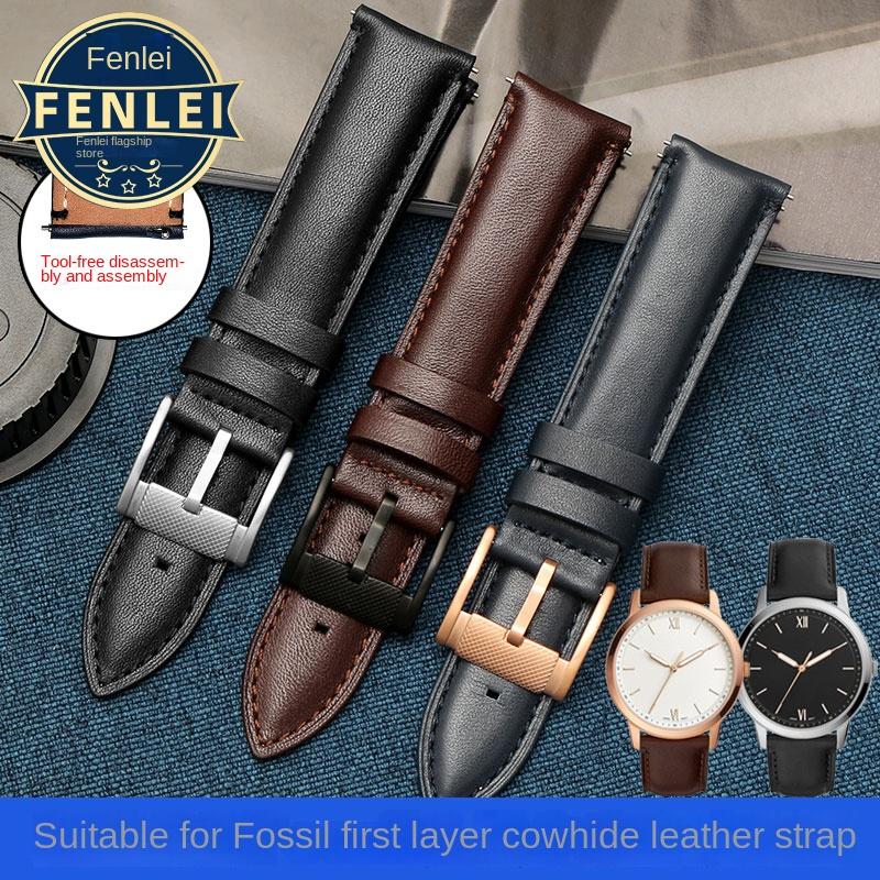 Натуральная кожа 22 мм Ремешок для часов для FOSSIL FS4835/FS5237/ME3052/FTW1114 Коровья кожа 20 мм Ремешок для часов Замена водонепроницаемого браслета мужской