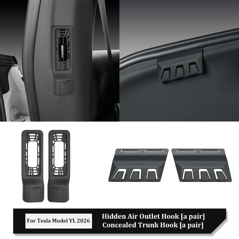 Hidden Trunk Hook For Tesla Model YL 6-Seater ABS Rear AC Air Vent Hook Rear Air Conditioning Vent Grille Storage Hook Organizer