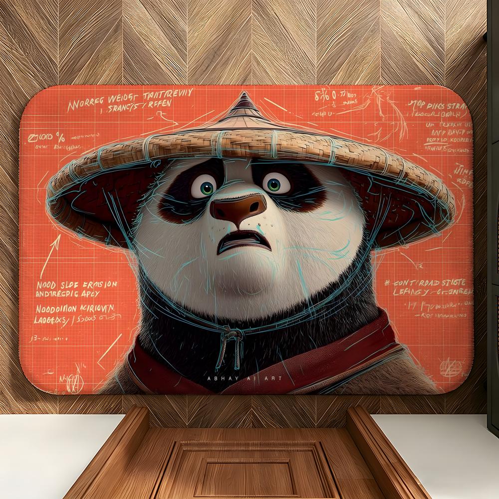Коврик для пола из мягкого фланеля K-Kung Fu P-Panda Подходит для прихожих, гостиных, спален и ванных комнат