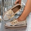 Fashion Women Sneakers 2025 New Luxury Crystals Bowknot Loafers Sequined Flat Platform Shoes Couple Fashion Plus Size Sneakers Women