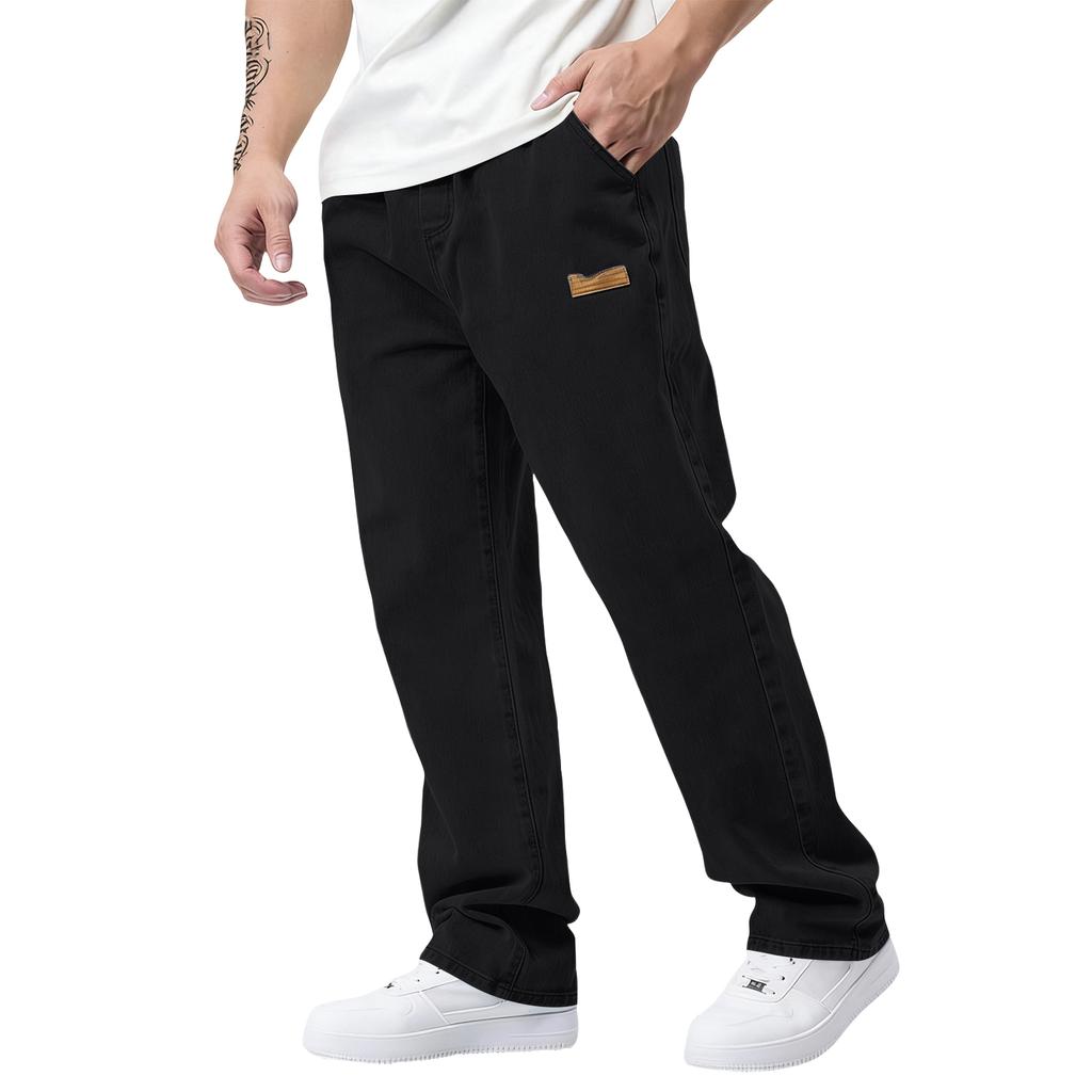 Классические мужские джинсы прямого кроя slim fit с эластичным поясом для пожилых мужчин