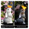 Garden Statue Outdoor Decoration Dog Rabbit with Solar Butterfly Light for Patio Yard Ornaments Resin Animal Figurine