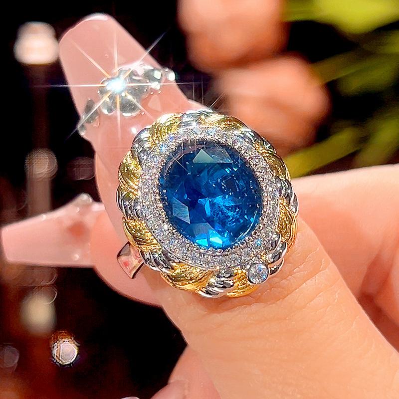 Ювелирные изделия Имитация Красный Корунд Синяя Шпинель Ювелирные изделия Ретро Матовый Комплект 12 * 16-10 * 12