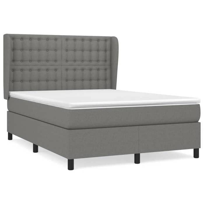 Maison Exclusive - Sommier à lattes de lit avec matelas Gris foncé 140x200cm Tissu