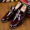 2024 New Fashion Red Men's Social Shoe Casual Glitter Leather Loafers Shoes for Men Slip-on Pointed Toe Dress Shoes Men Footwear