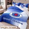 Rangers FC Printed Bedding Set Custom Name Text 1 Duvet Cover 2 Pillowcases For Bedroom