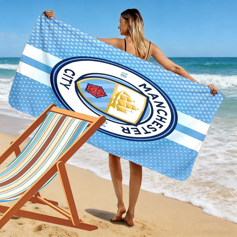 Manchester City F.C Print Beach Towel, Large Soft Quick Dry Towel for Beach Camping Swimming