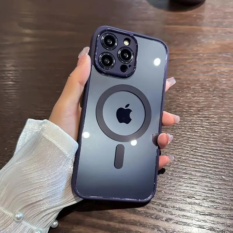 Роскошный магнитный чехол для беспроводной зарядки Magsafe для iPhone 15 14 13 12 11 Pro Max противоударный прозрачный чехол