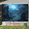 1pc 2D flat Halloween theme banner background cloth, ghost pattern, Halloween decoration, no power required——sjs