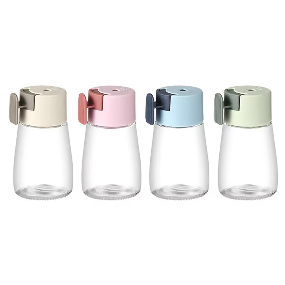 4Pcs Transparent Quantitative Salt Glass Bottle Press Type Precise Spice Dispenser  Barbecue