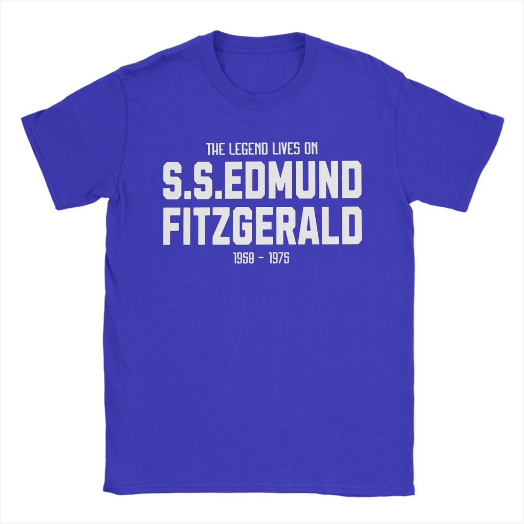 Edmund Fitzgerald T-Shirt Summer Great Ship Pure Cotton T Shirts For Men Hip Hop Casual Tshirt Short Sleeve Streetwear Tops