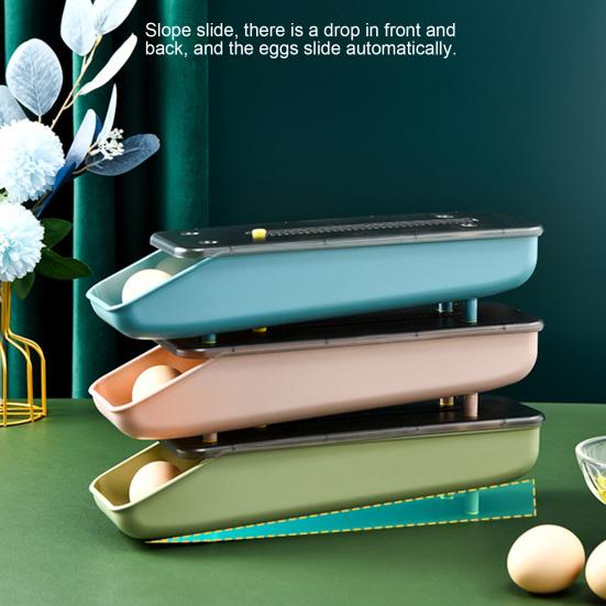 Автоматическая коробка для хранения яиц с наклонной конструкцией, пластиковые кухонные контейнеры, лоток для яиц для дома