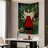 Psychedelic Witchcraft Tapestry Cartoon Illustration Bohemian Bedroom Decor Aesthetics Wall Hanging Covering Cloth Yoga Mat