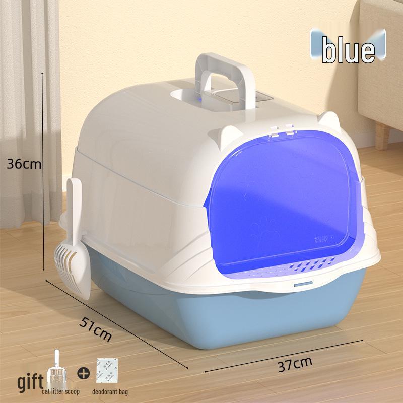 Extra Large Enclosed Cat Litter Box with Handle - Anti-Splash, Odor-Proof Design.