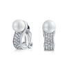 Bridal Crystal Fashion White Simulated Huggy Clips with Earrings for Women Ears Silver Plated Brass Non-Pierced